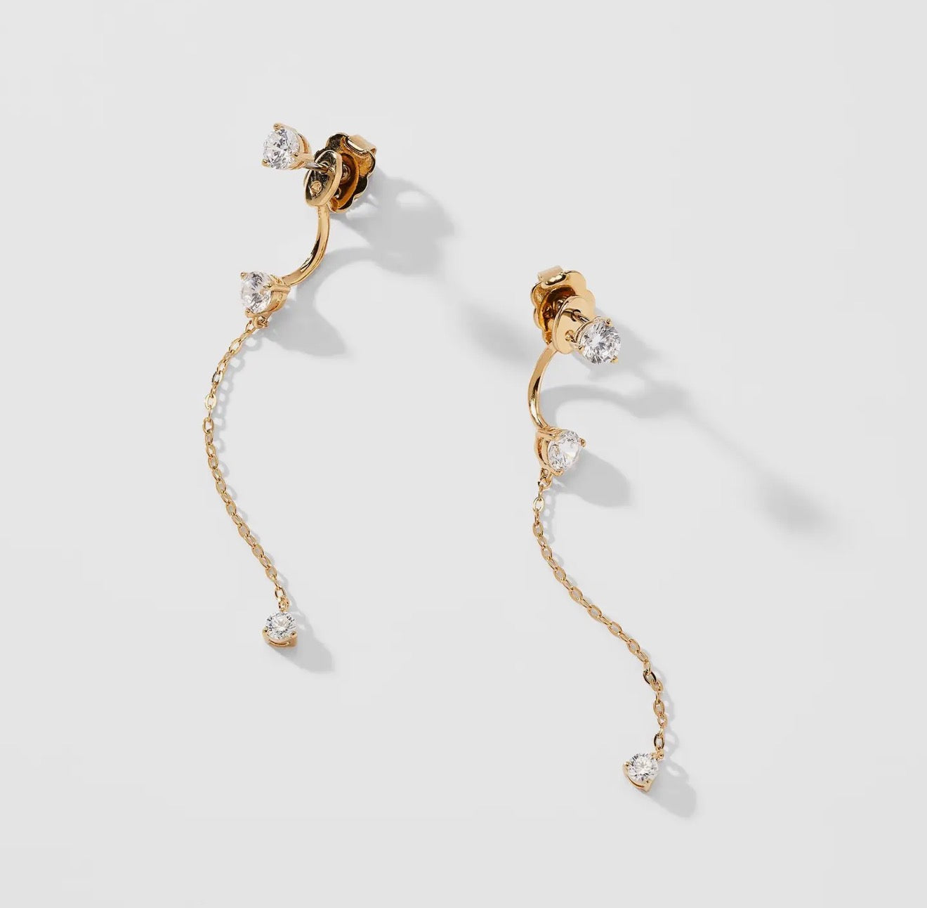 Salome CZ Linear Chain Earrings