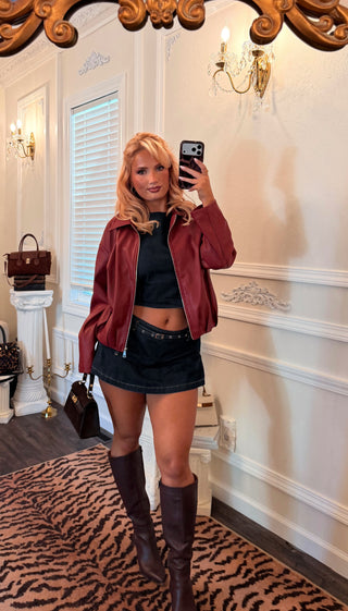 The SoHo Leather Jacket — Cabernet