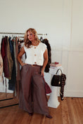Load image into Gallery viewer, Clarette Wide Leg Trousers - Mocha Satin
