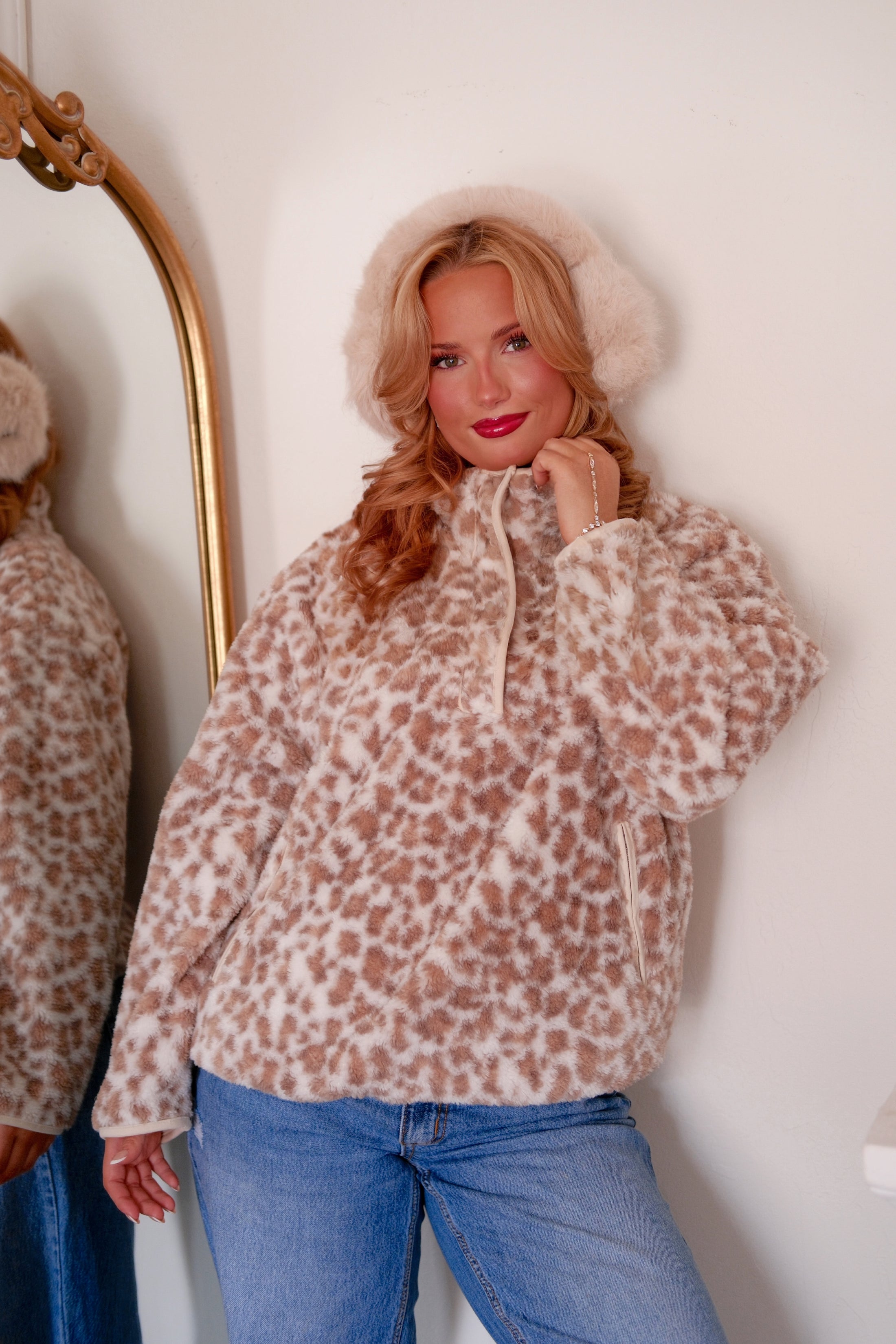 The Snowy Leopard Fleece Pullover