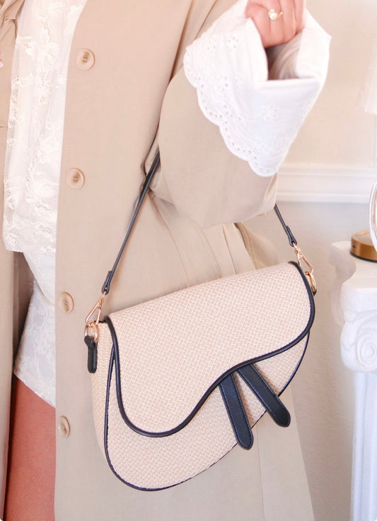 The Camille Raffia Saddle Bag