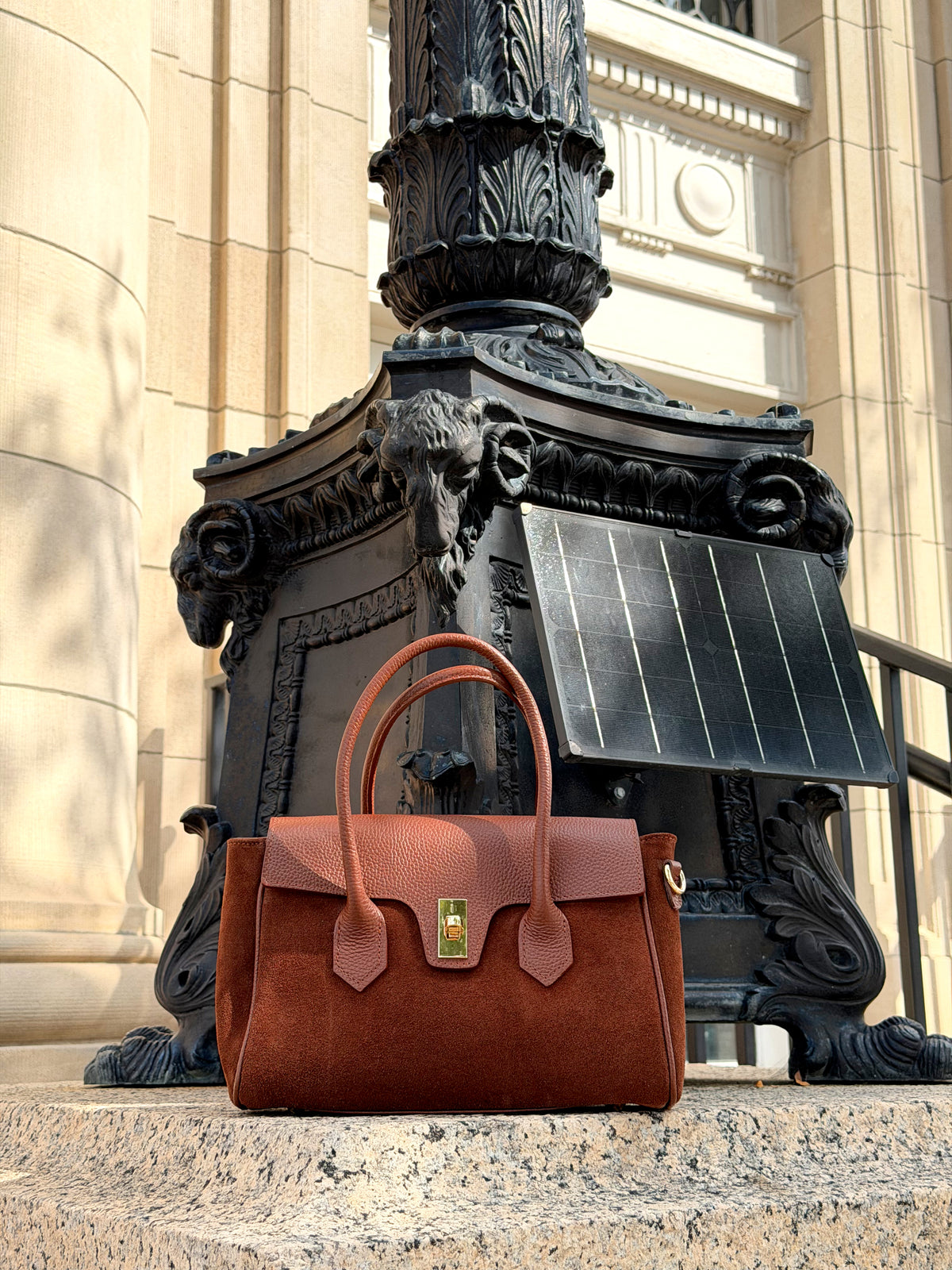 The Blair Suede Handbag — Cognac