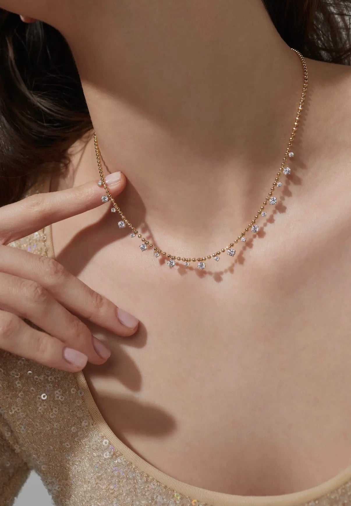 Twilight Cz Shaky Collar Necklace