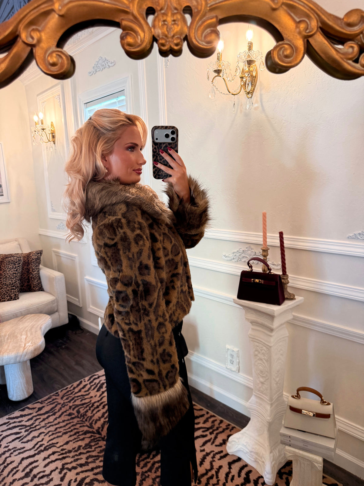 Mika Leopard Faux Fur Jacket