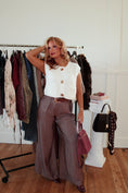 Load image into Gallery viewer, Clarette Wide Leg Trousers - Mocha Satin
