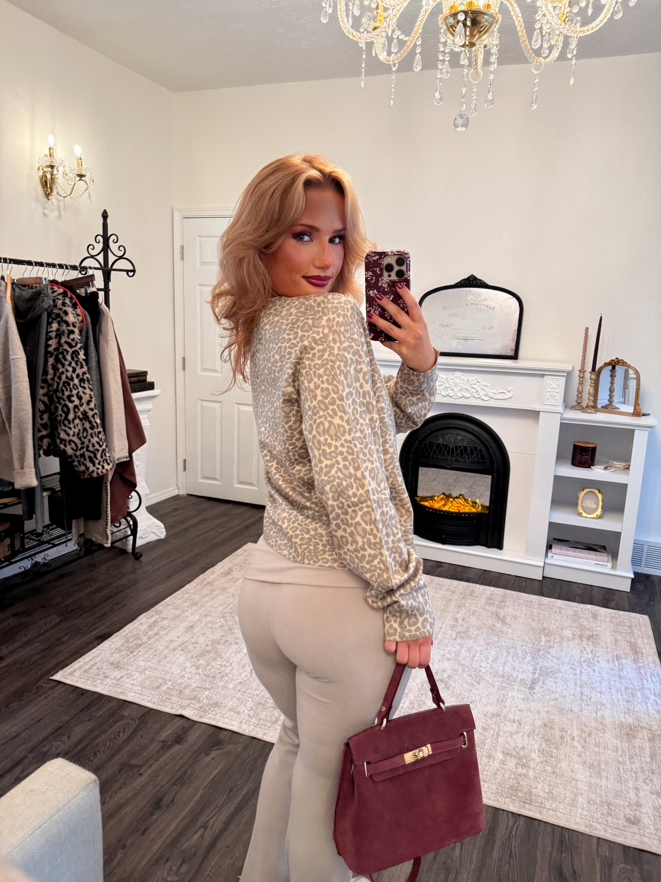 The Celine Cardigan – Fawn Leopard