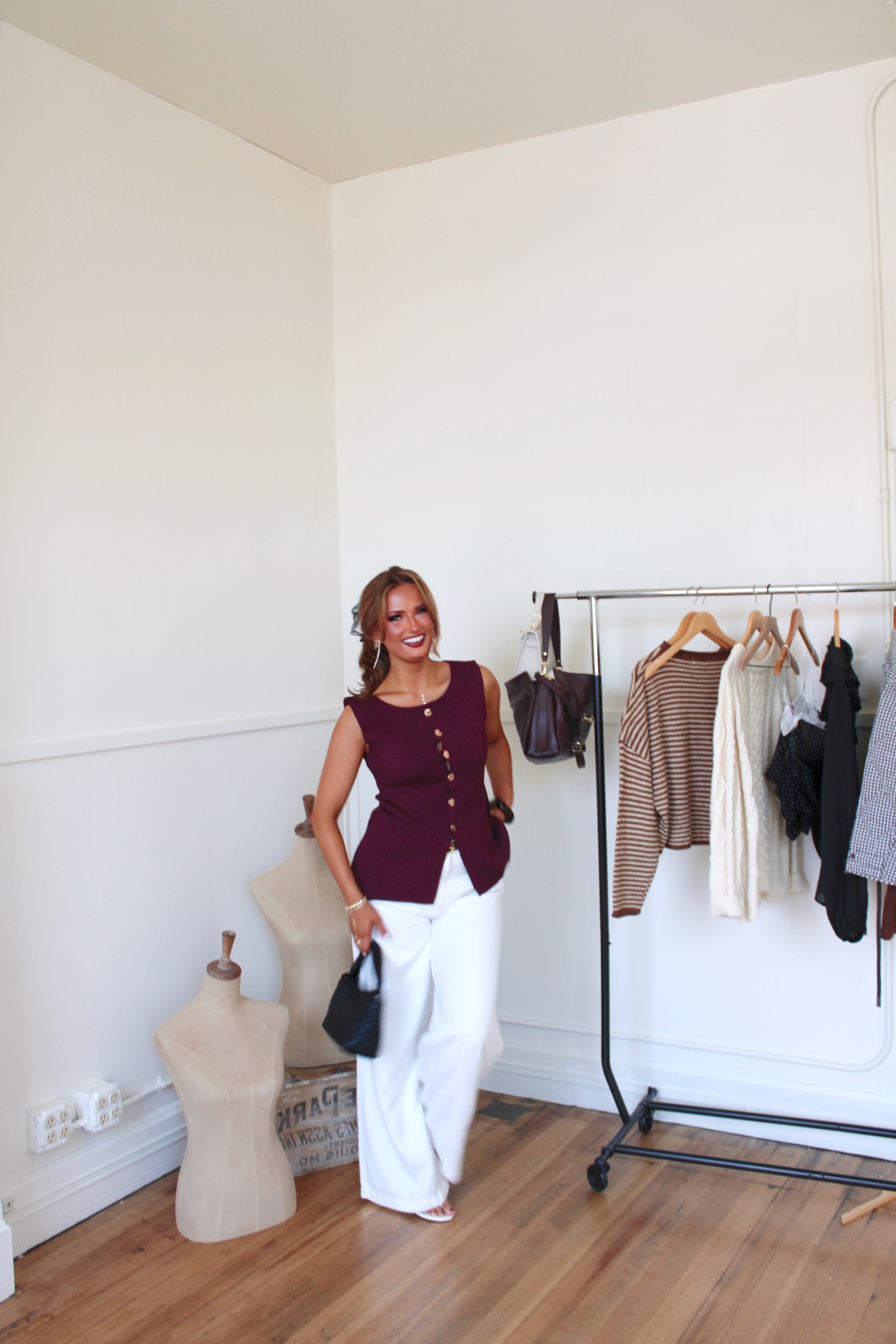 Bordeaux Button Front Vest