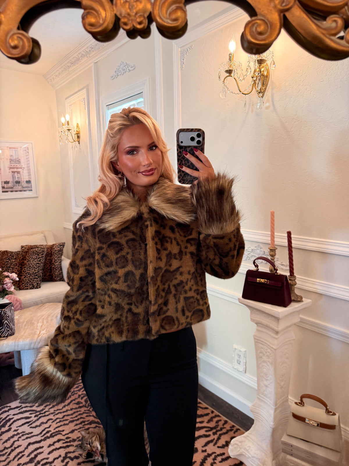 Mika Leopard Faux Fur Jacket