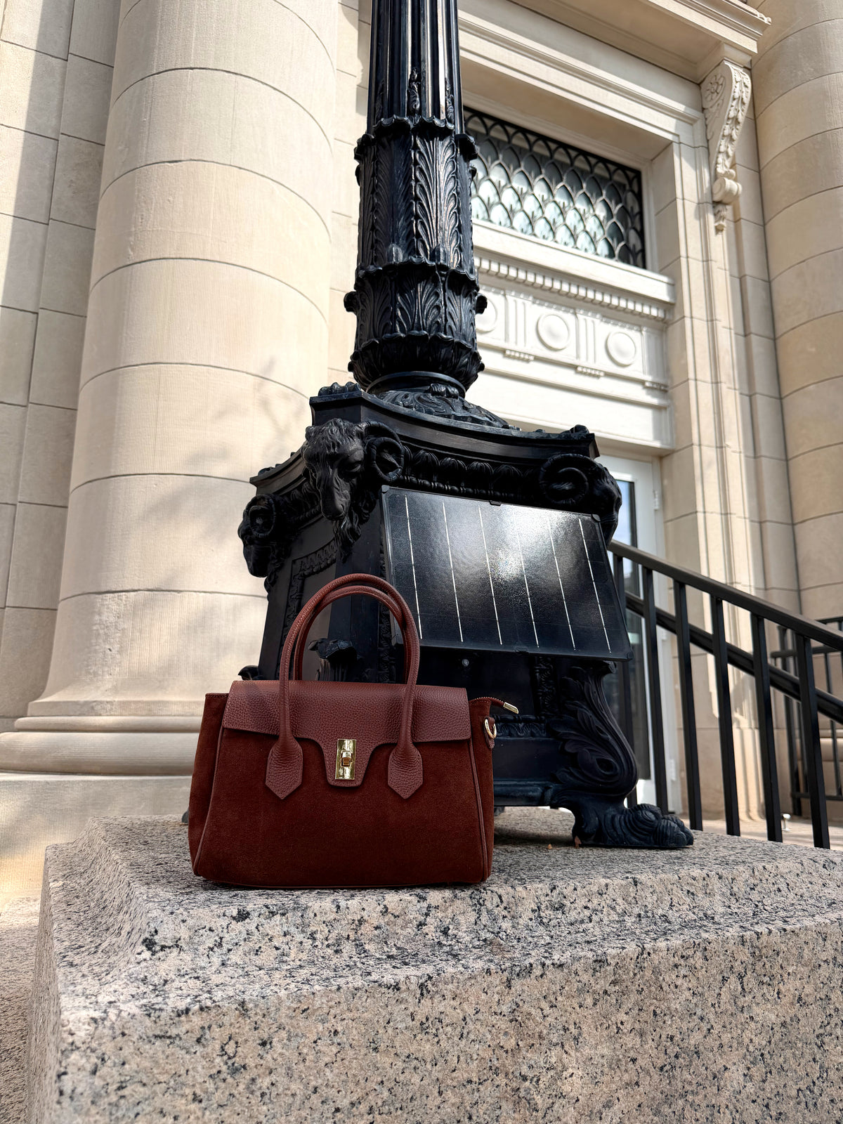 The Blair Suede Handbag — Cognac
