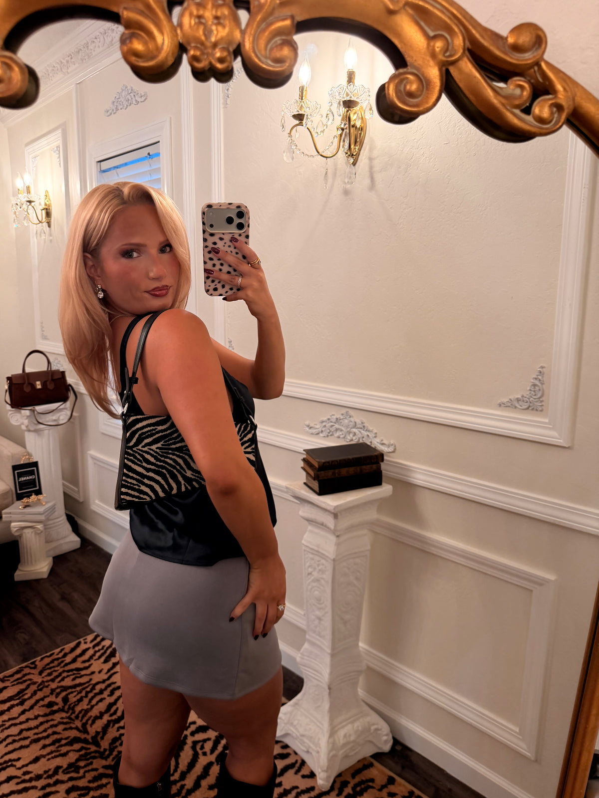 The Delphine Mini Skort — Paris Fog
