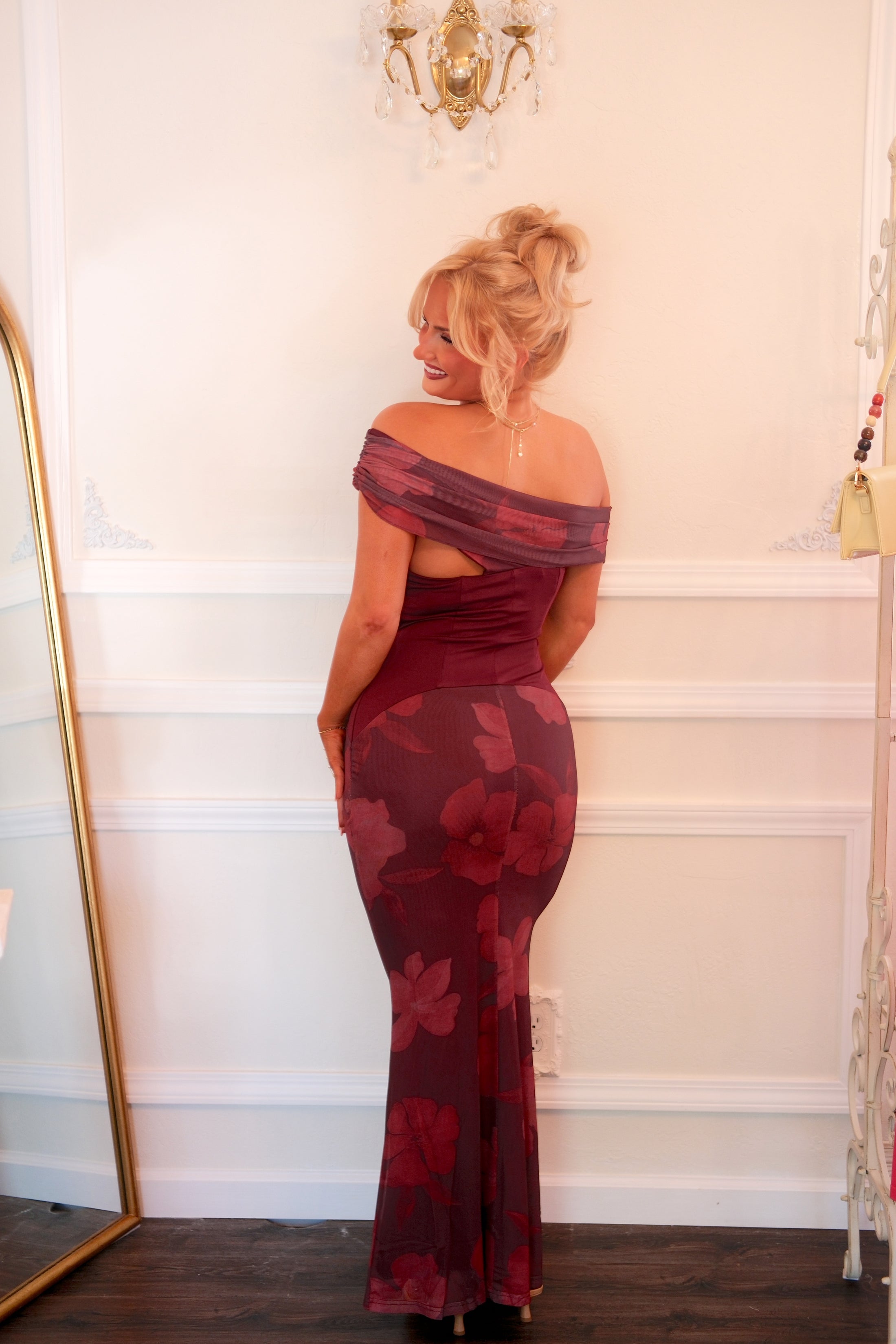 The Merlot Hibiscus Dress