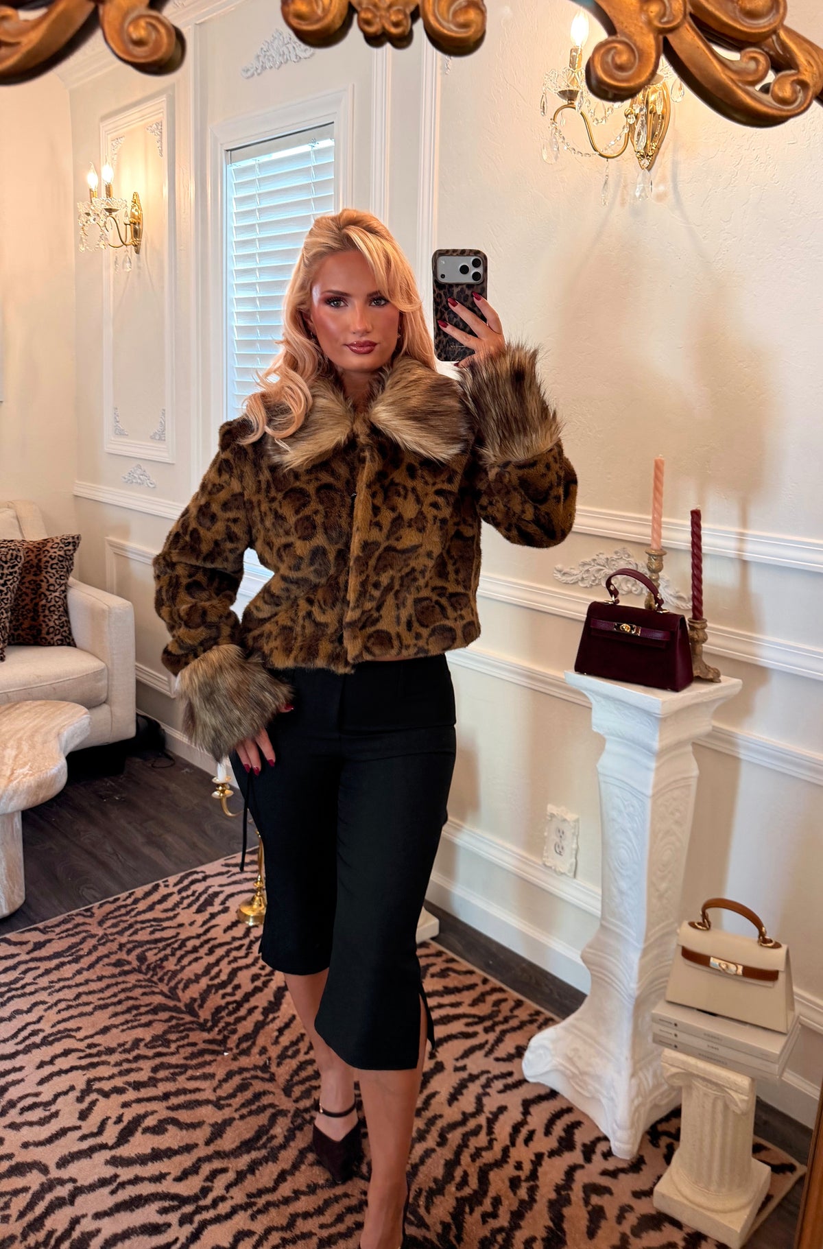 Mika Leopard Faux Fur Jacket