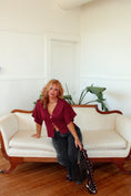 Load image into Gallery viewer, Aubrielle Button Top - Wine
