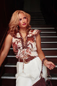 Load image into Gallery viewer, Marivelle Lace Blouse – Mocha Bloom
