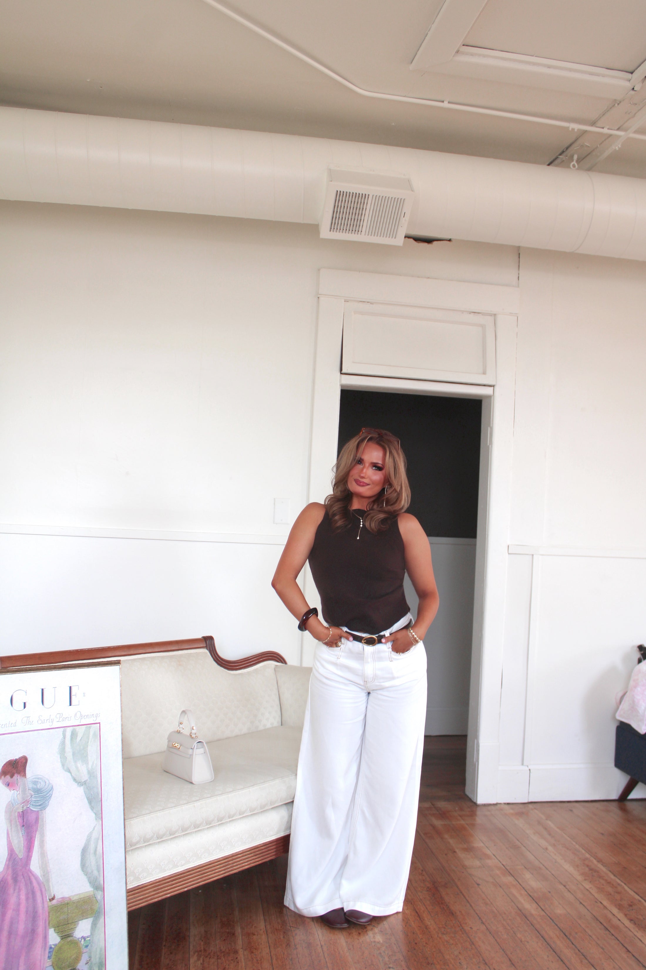 Ivory Allure Wide-Leg Jeans