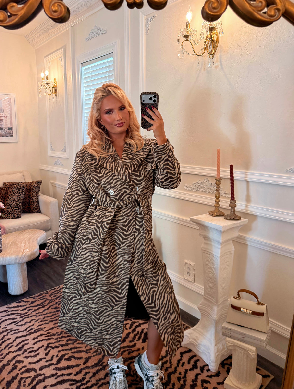 Montaigne Zebra Longline Trench Coat
