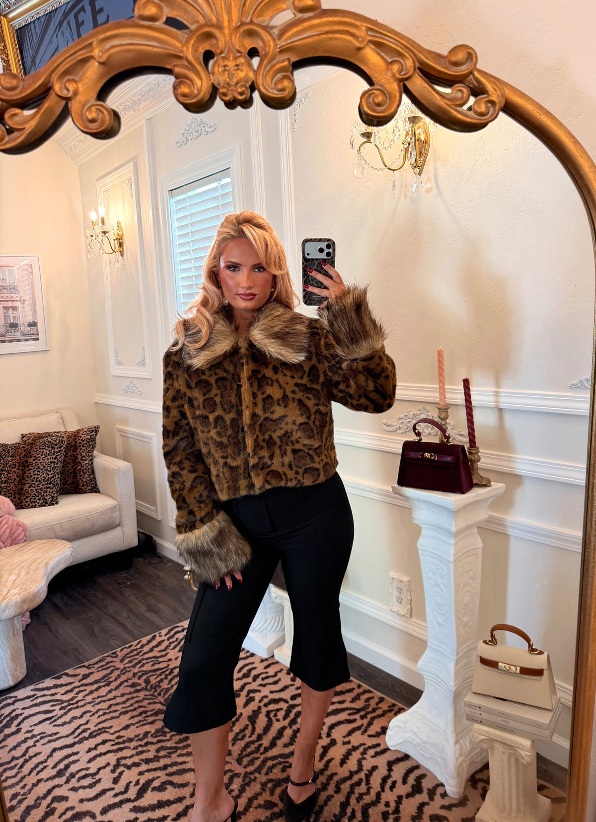 Mika Leopard Faux Fur Jacket