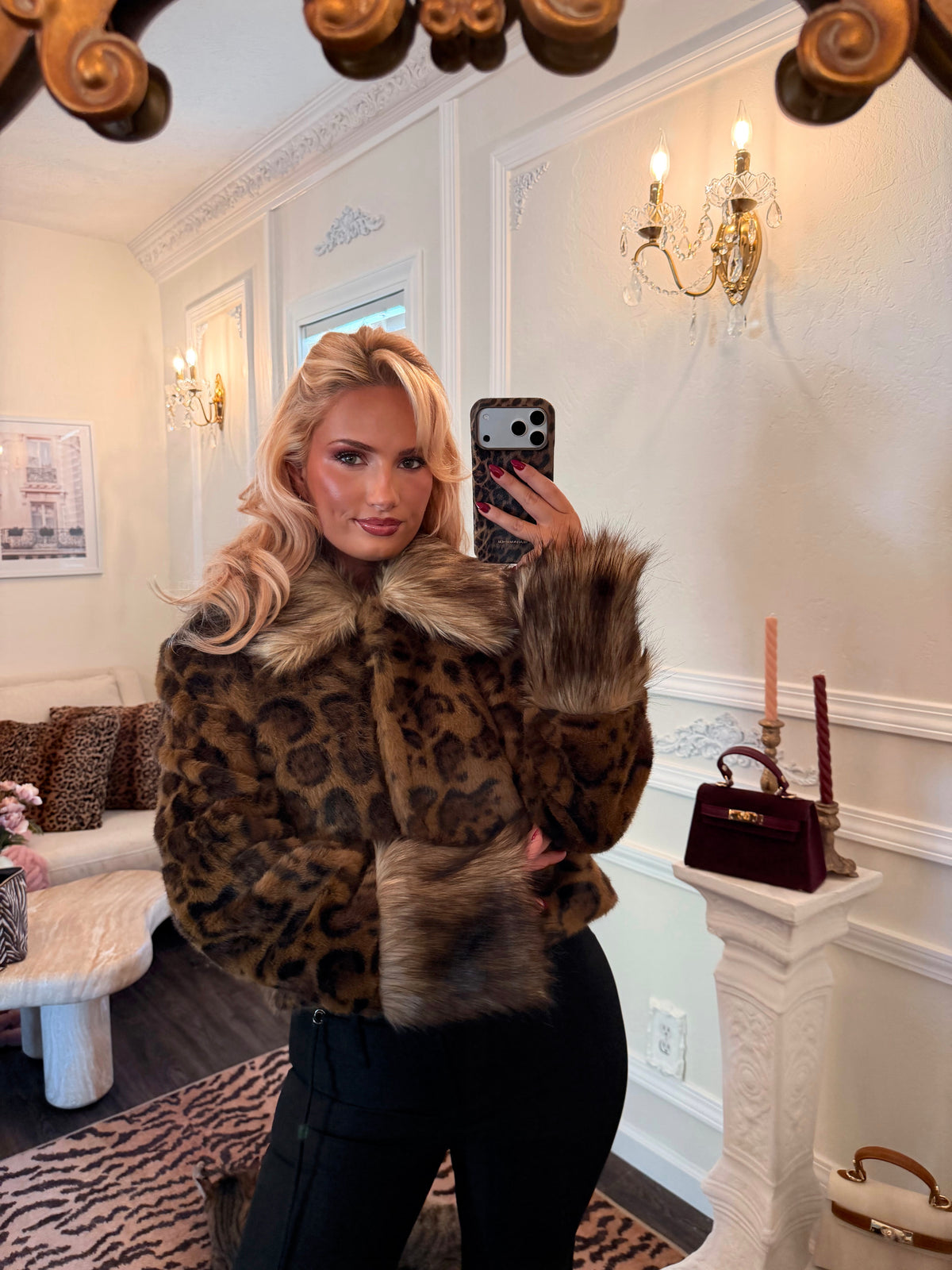 Mika Leopard Faux Fur Jacket