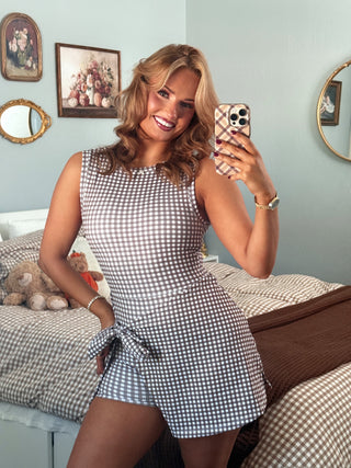 Active Angel Skortsie - Brown Gingham