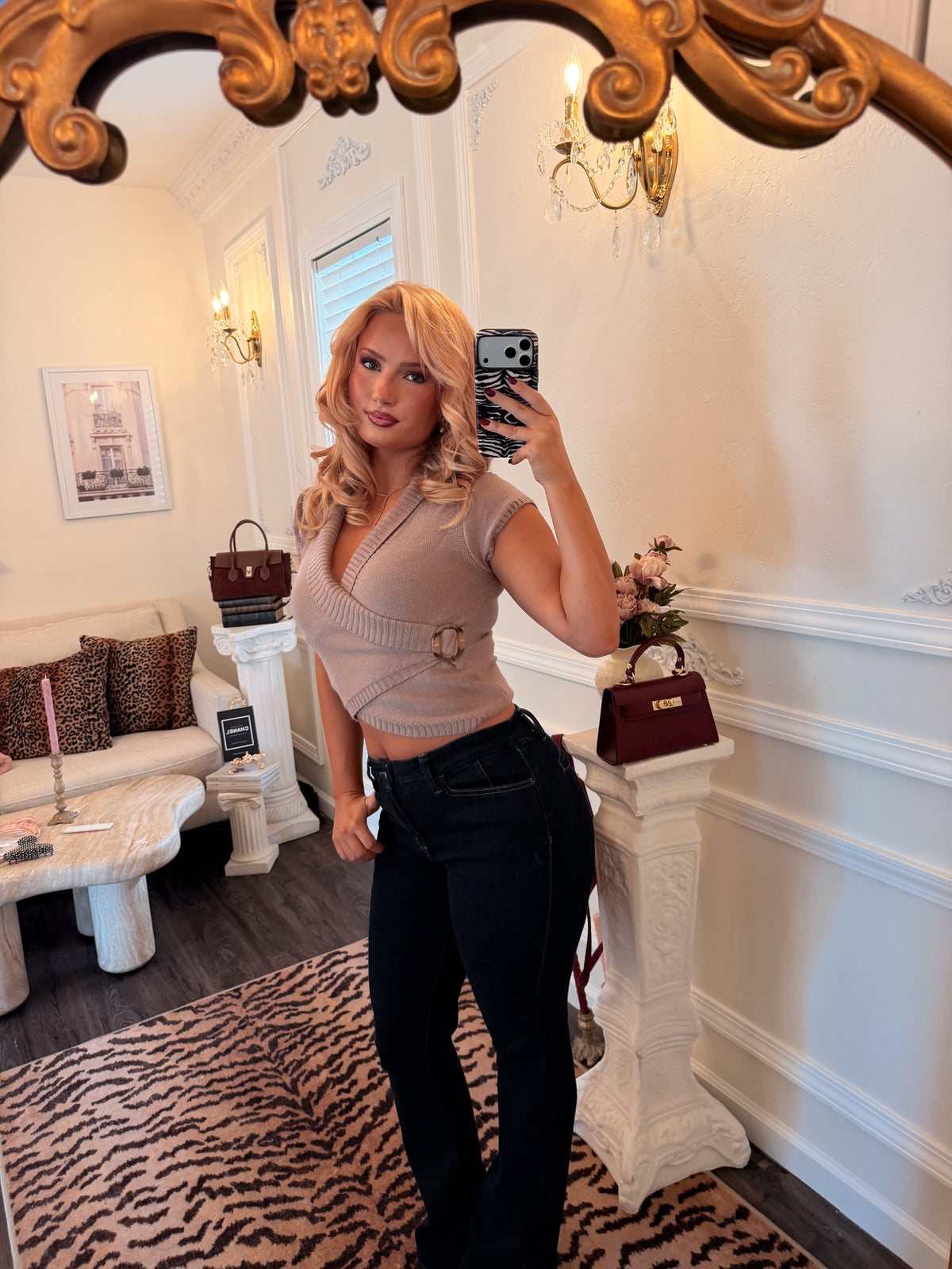 The Madeleine Wrap Sweater — Parisian Fig