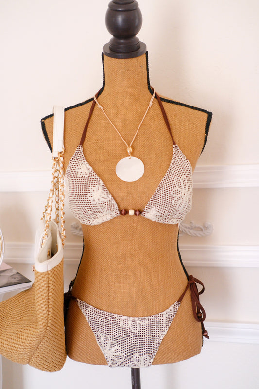 The Capri Heirloom Crochet Bikini – Crème & Cocoa