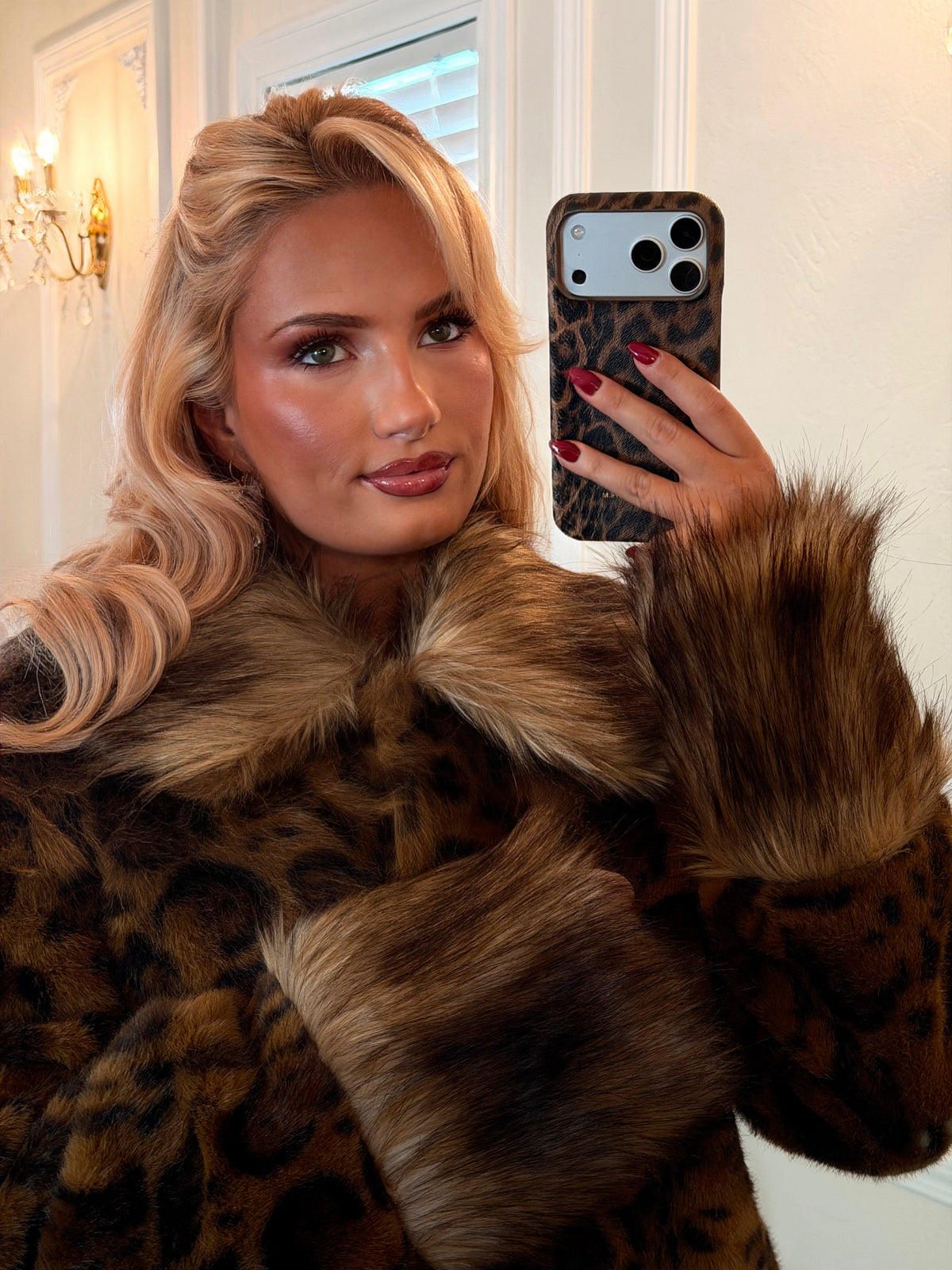 Mika Leopard Faux Fur Jacket