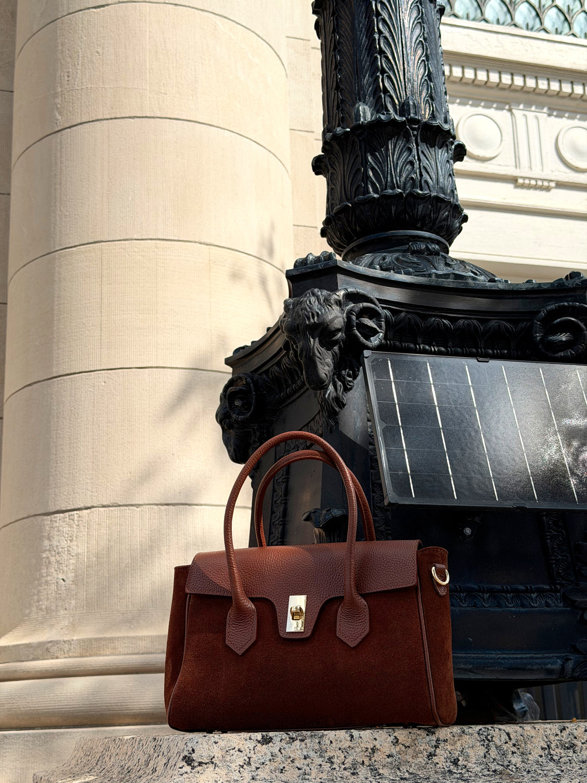 The Blair Suede Handbag — Cognac