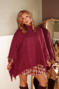 Load image into Gallery viewer, The Huntleigh Fringe Poncho – Wineberry

