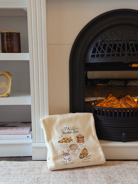 Fall Bucket List Pullover - Cream