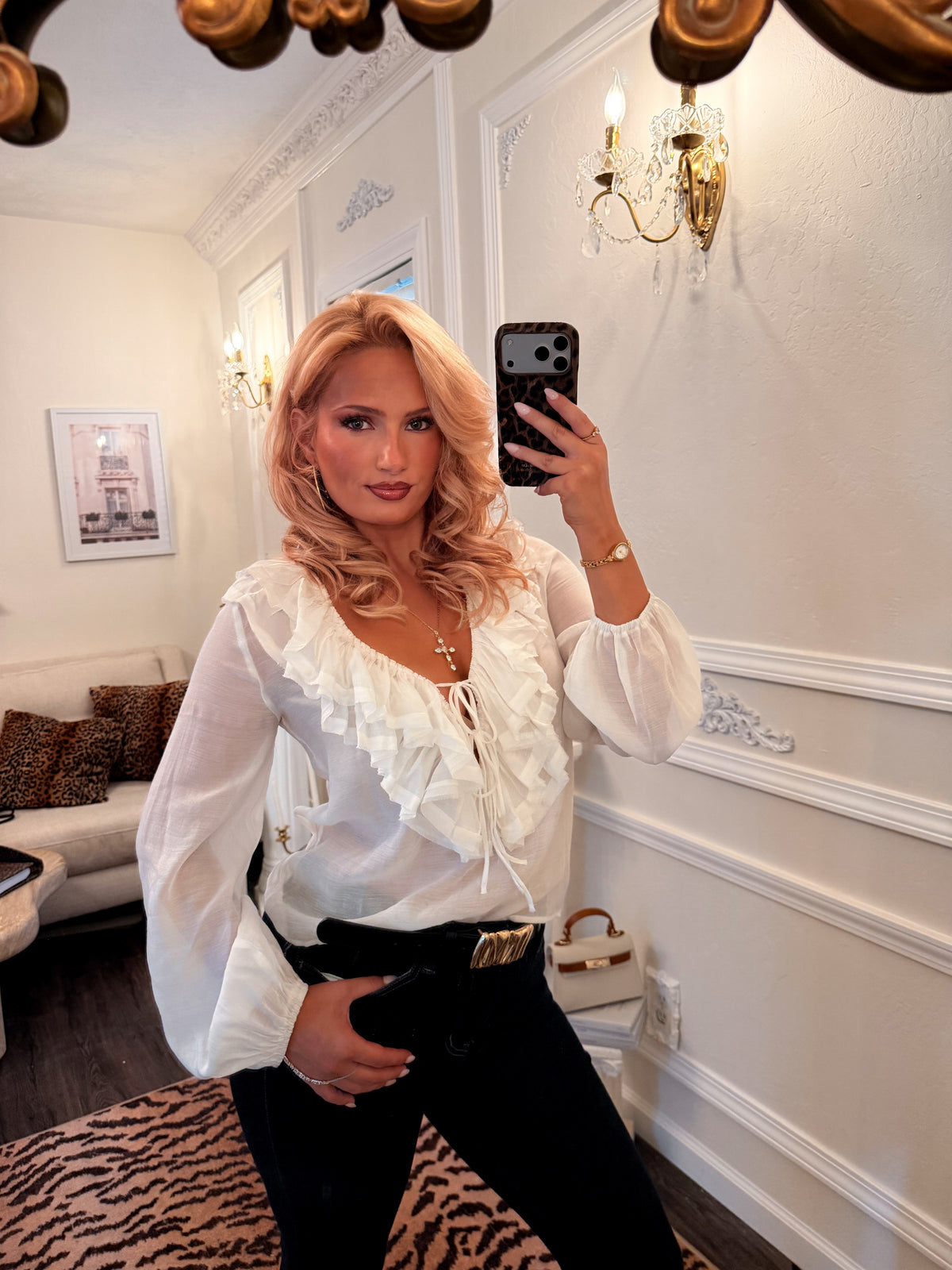 The Claudette Ruffle Blouse — White