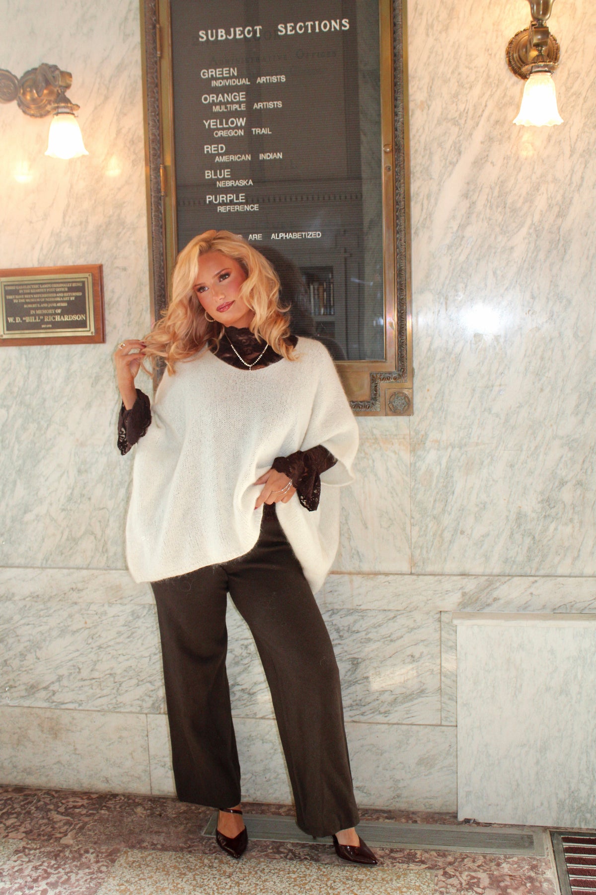 Heirloom Drape Mohair Sweater — Ivory