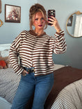 Load image into Gallery viewer, Timeless Threads Cardigan - Espresso Stripes
