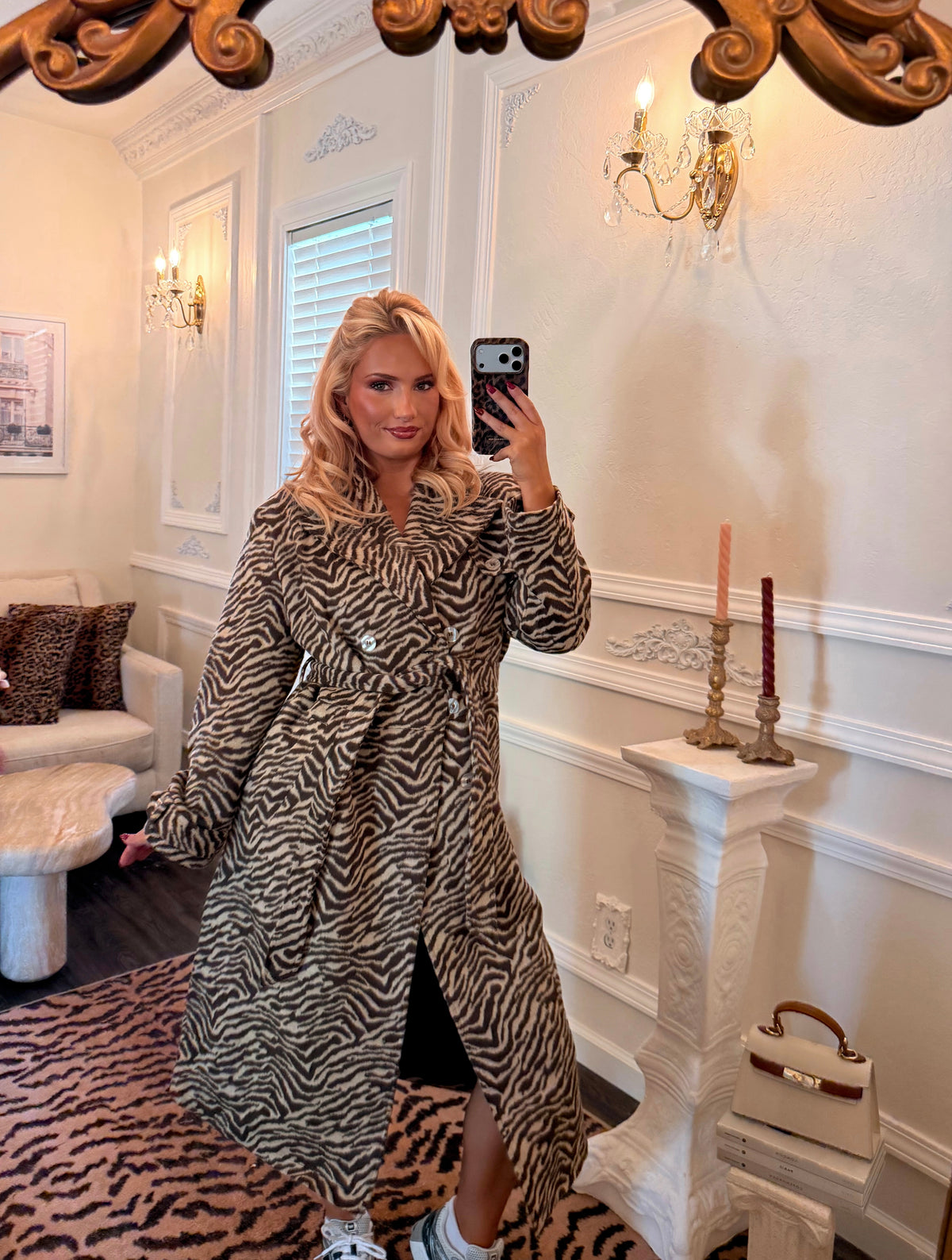 Montaigne Zebra Longline Trench Coat
