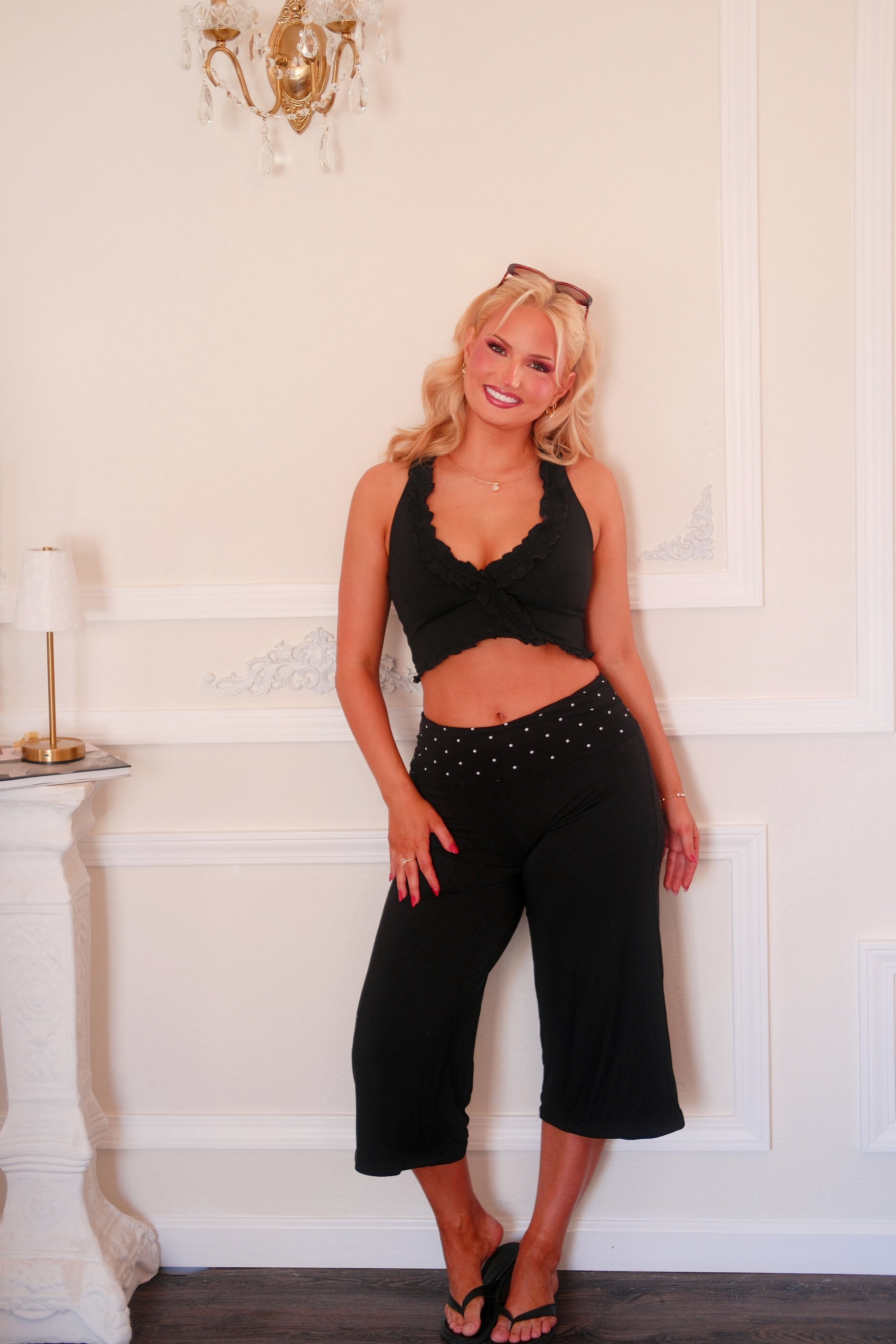 The Colette Ruffle Bra Top – Noir