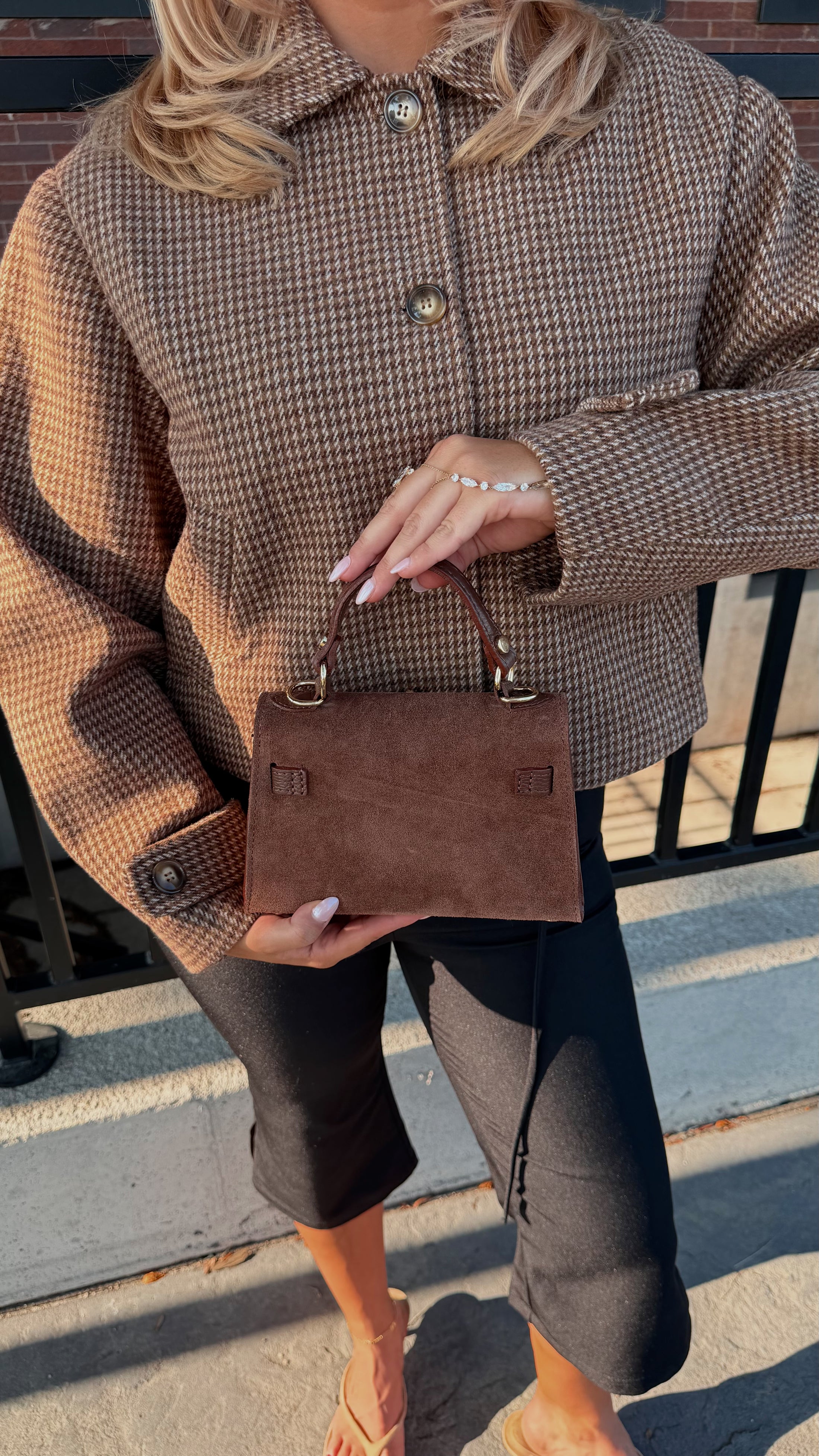 The Janáe Mini Bag - Chesnut Suede