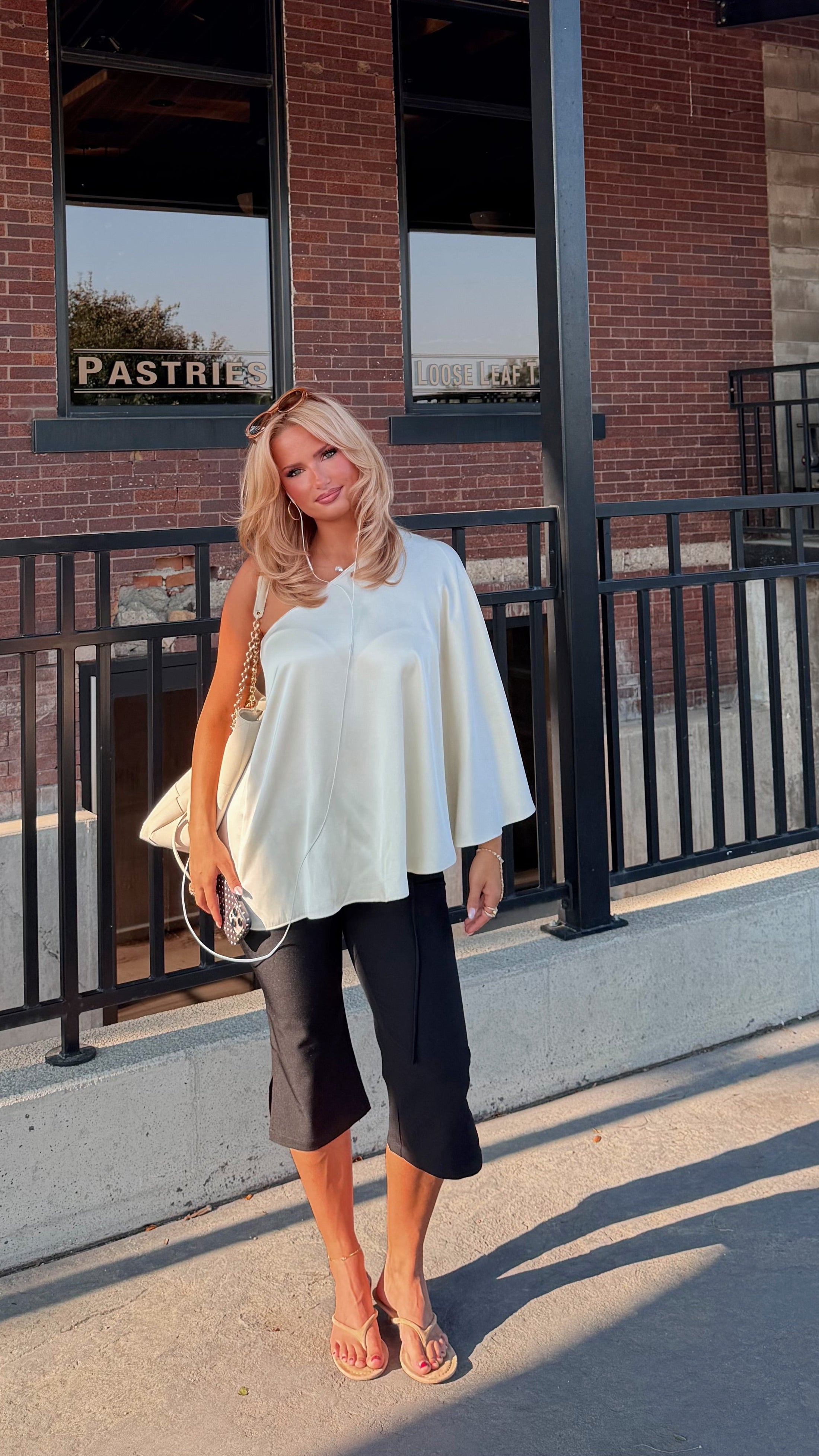 The Azure Soirée Silk Top – Parisian Pearl