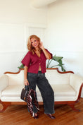 Load image into Gallery viewer, Aubrielle Button Top - Wine
