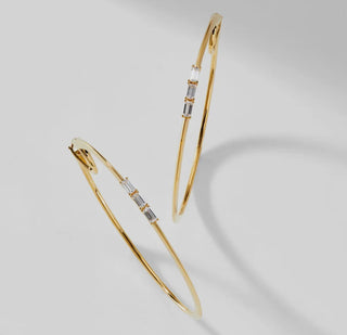 Baguette Cz Large Hoop Earrings