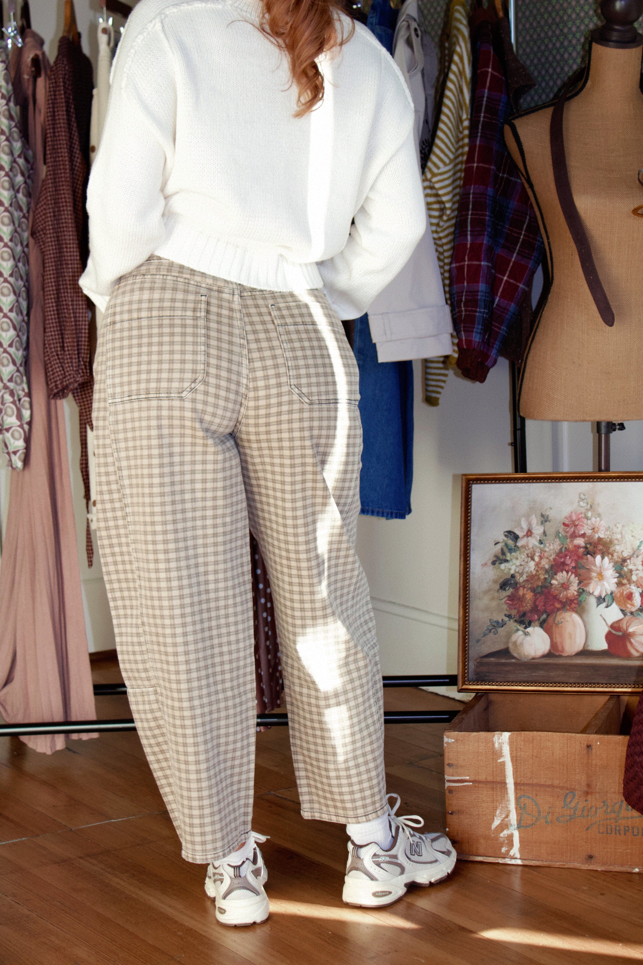 Langford Plaid Barrel Jeans