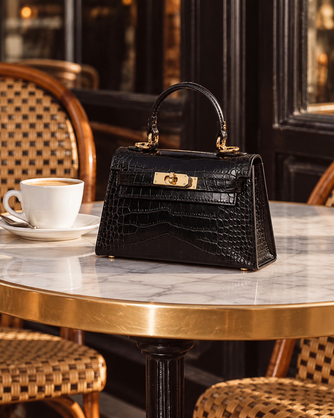 The Janáe Mini Handbag — Noir Croc