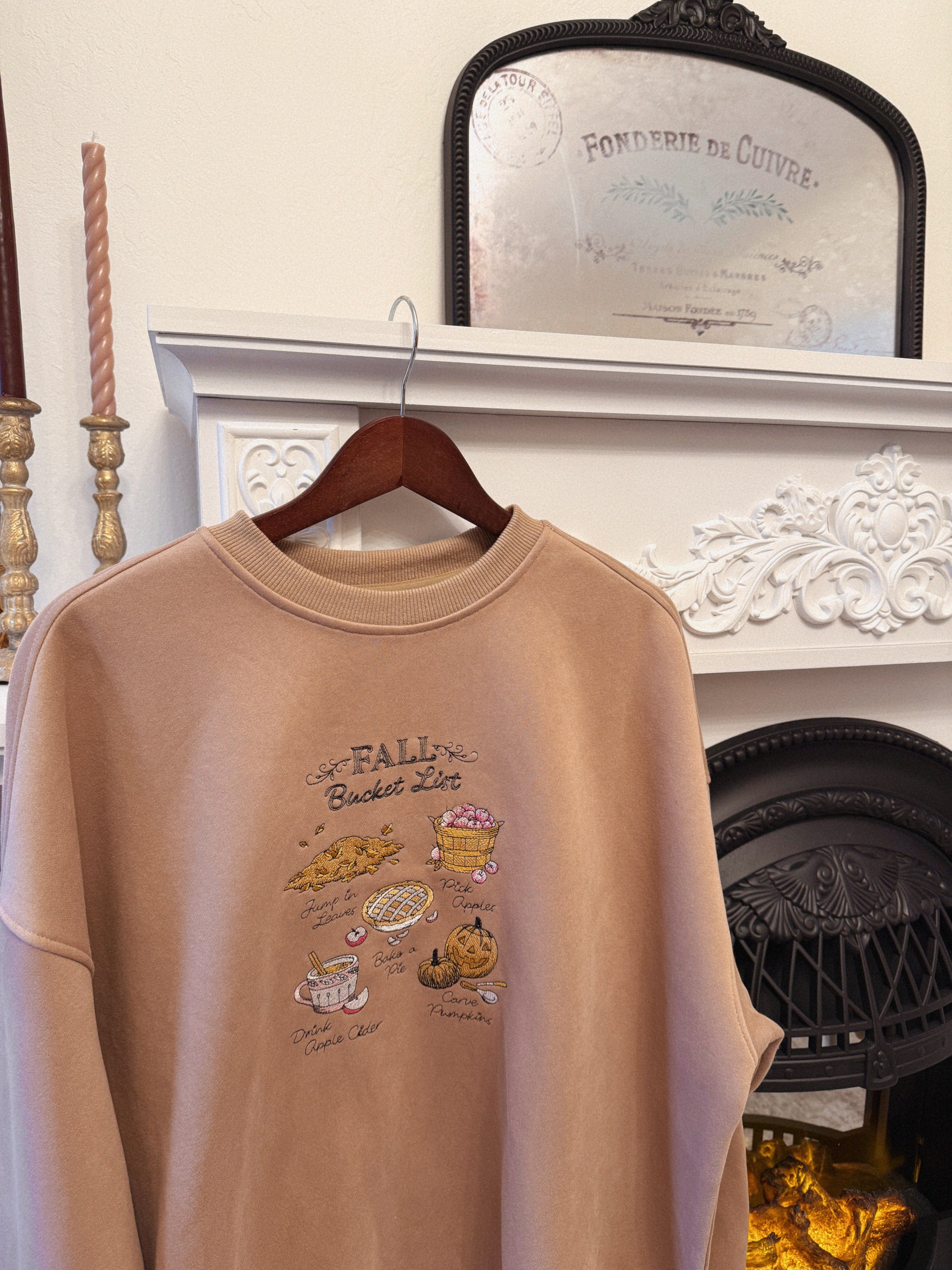 Fall Bucket List Pullover - Cappuccino