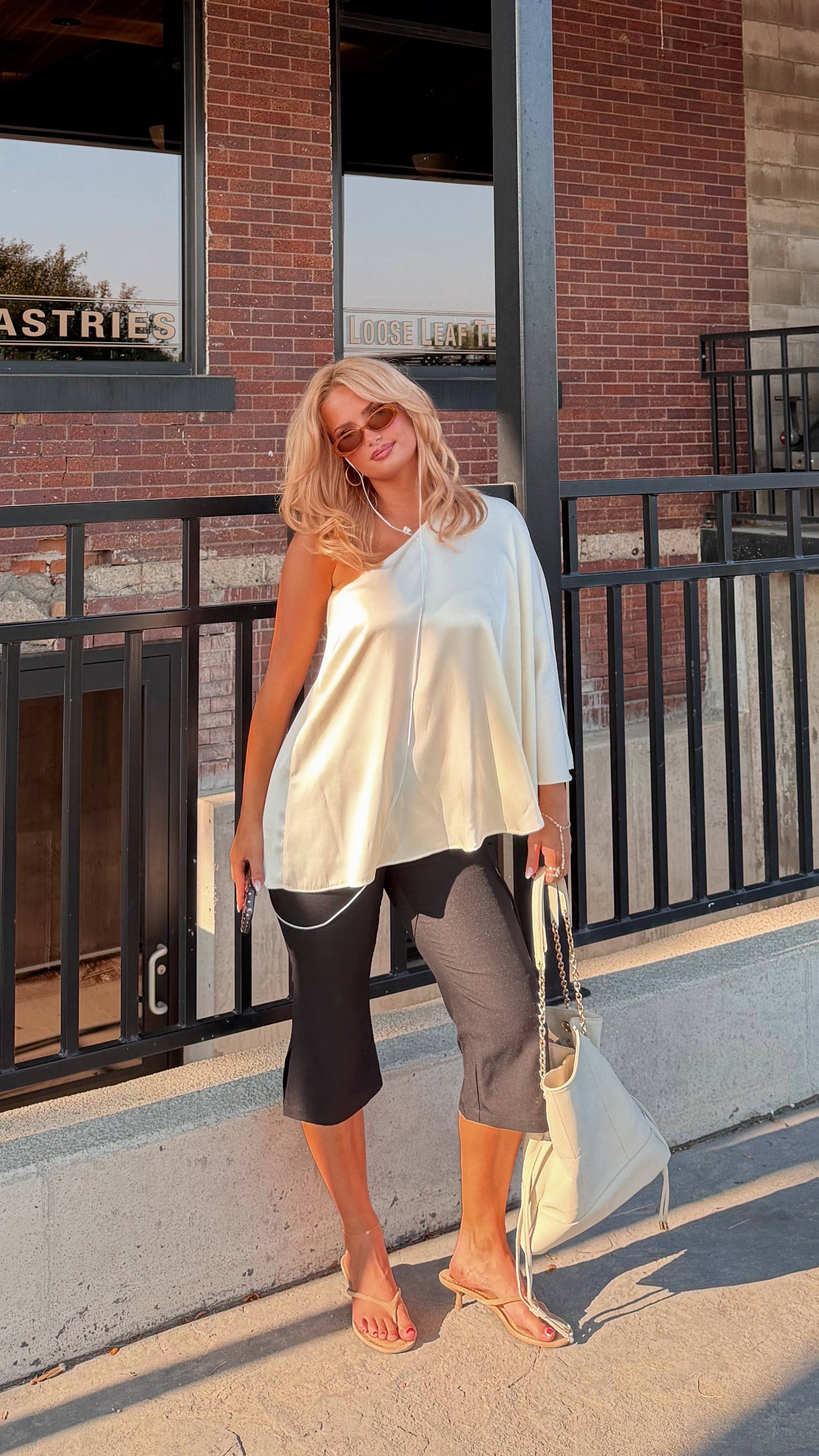 The Azure Soirée Silk Top – Parisian Pearl