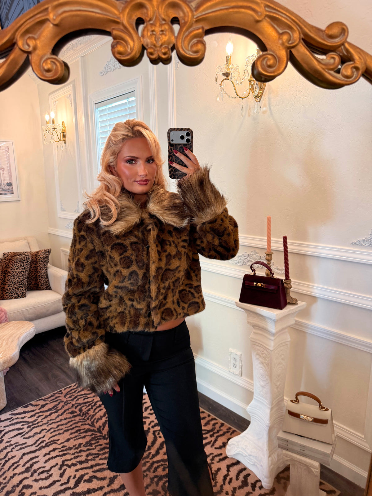 Mika Leopard Faux Fur Jacket