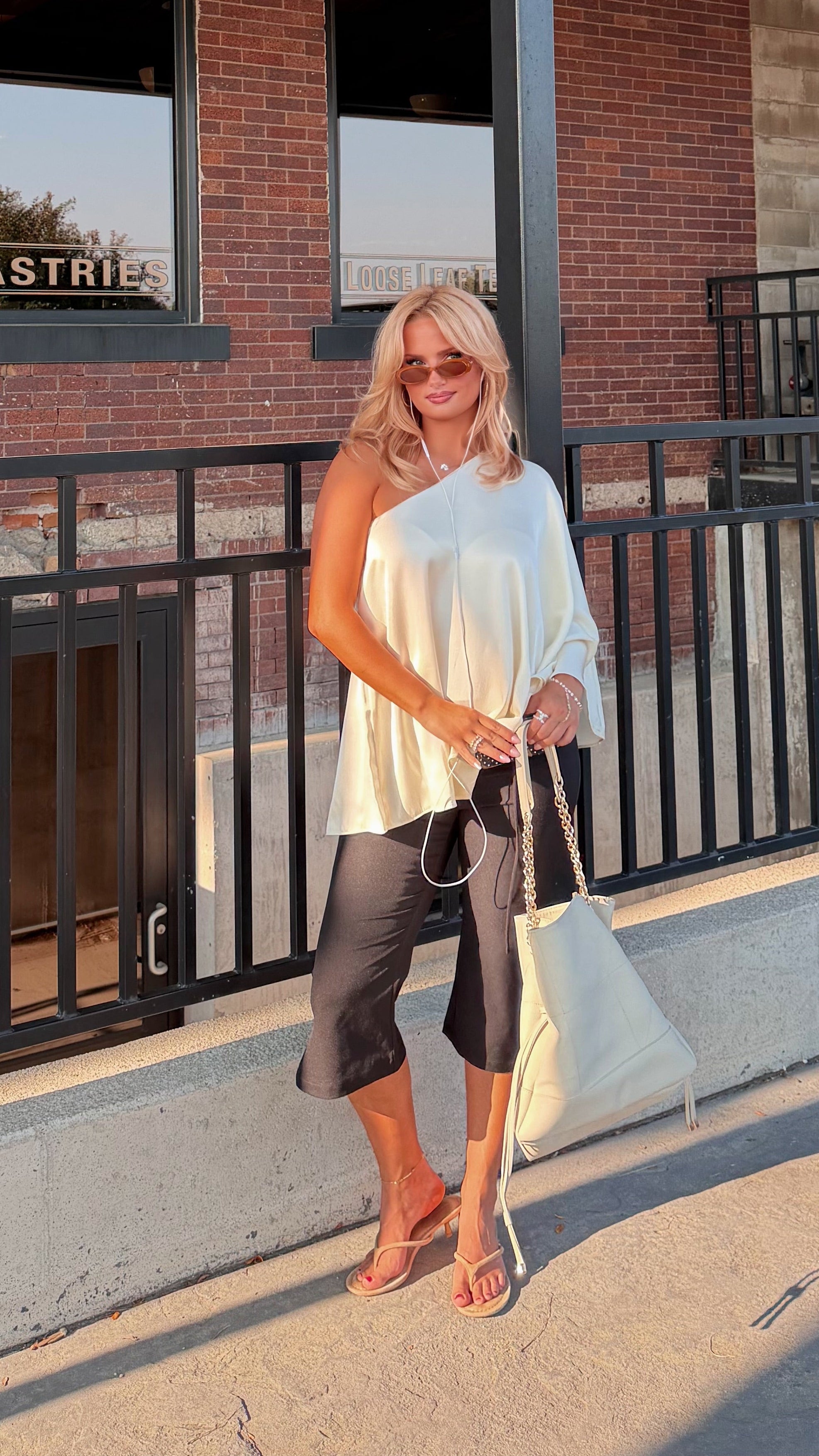 The Azure Soirée Silk Top – Parisian Pearl