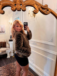Load image into Gallery viewer, Bambi Faux Fur Jacket — Spotted Chocolate.

