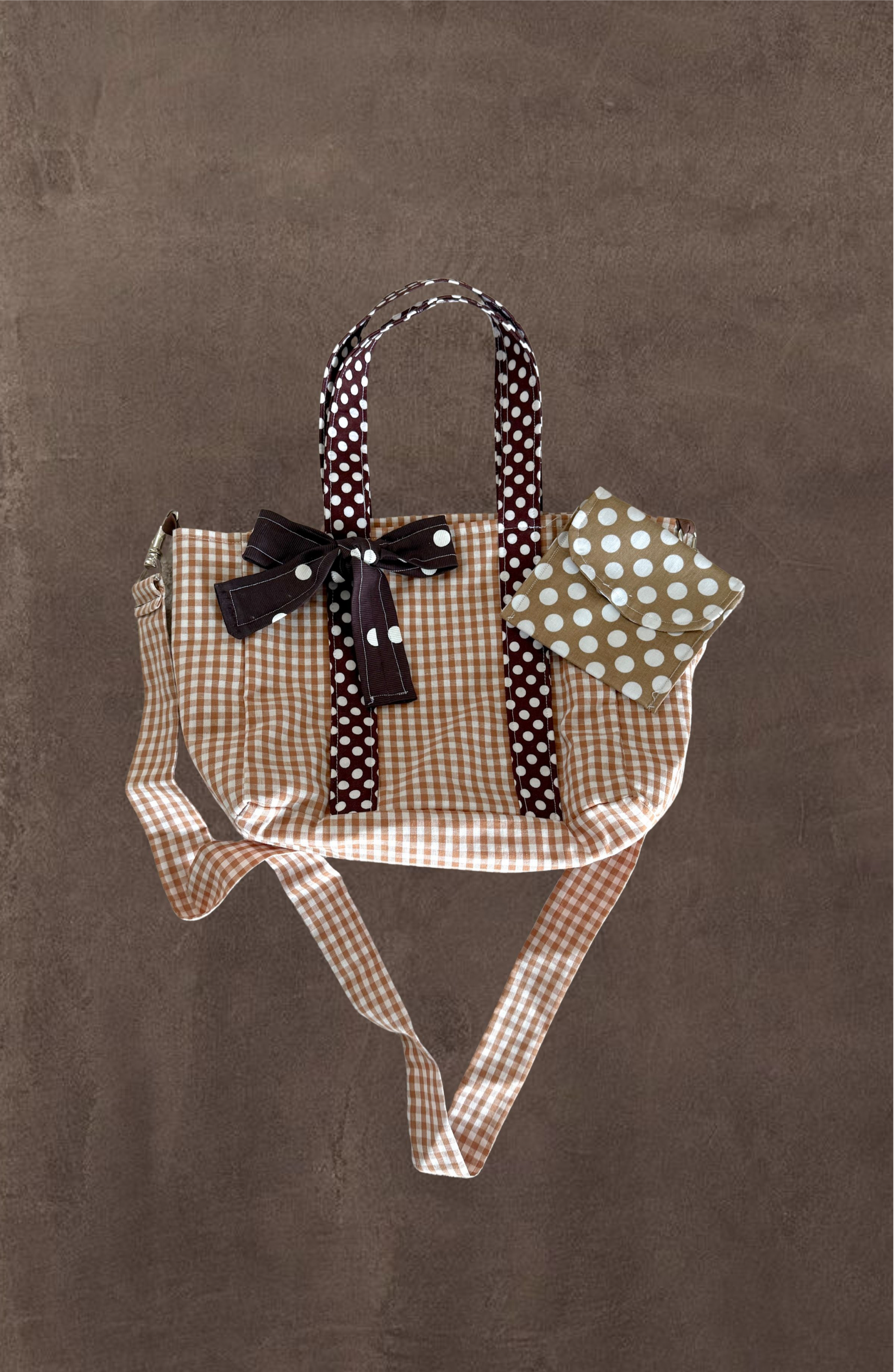 Polkadots & Pecan Vintage Tote