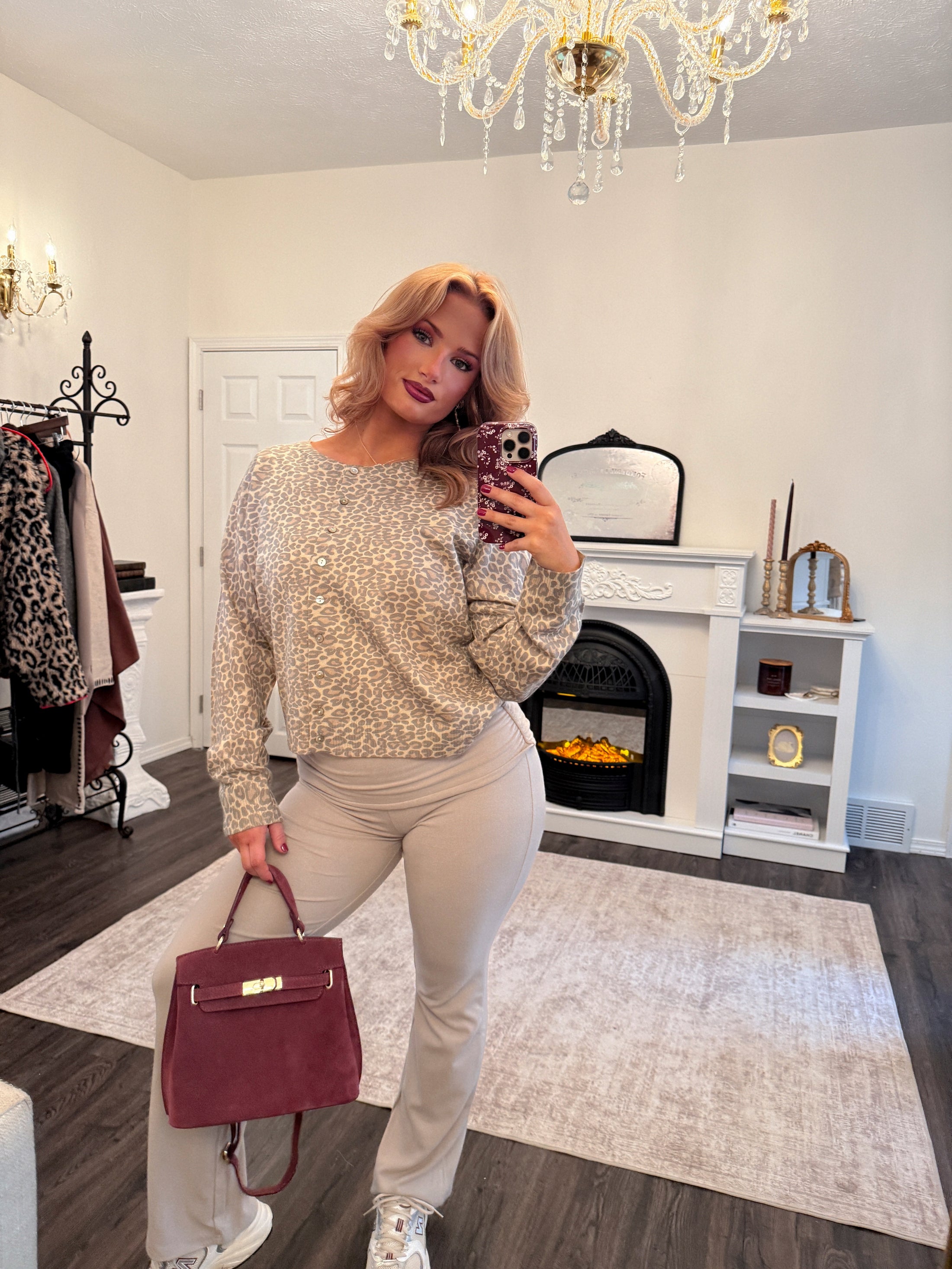 The Celine Cardigan – Fawn Leopard