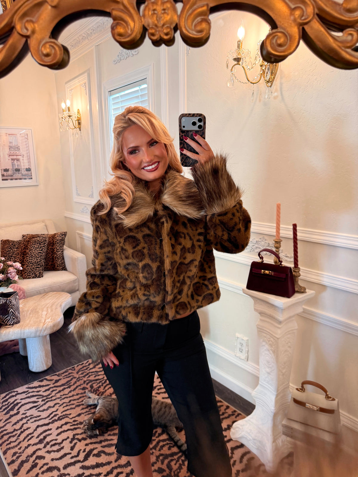 Mika Leopard Faux Fur Jacket