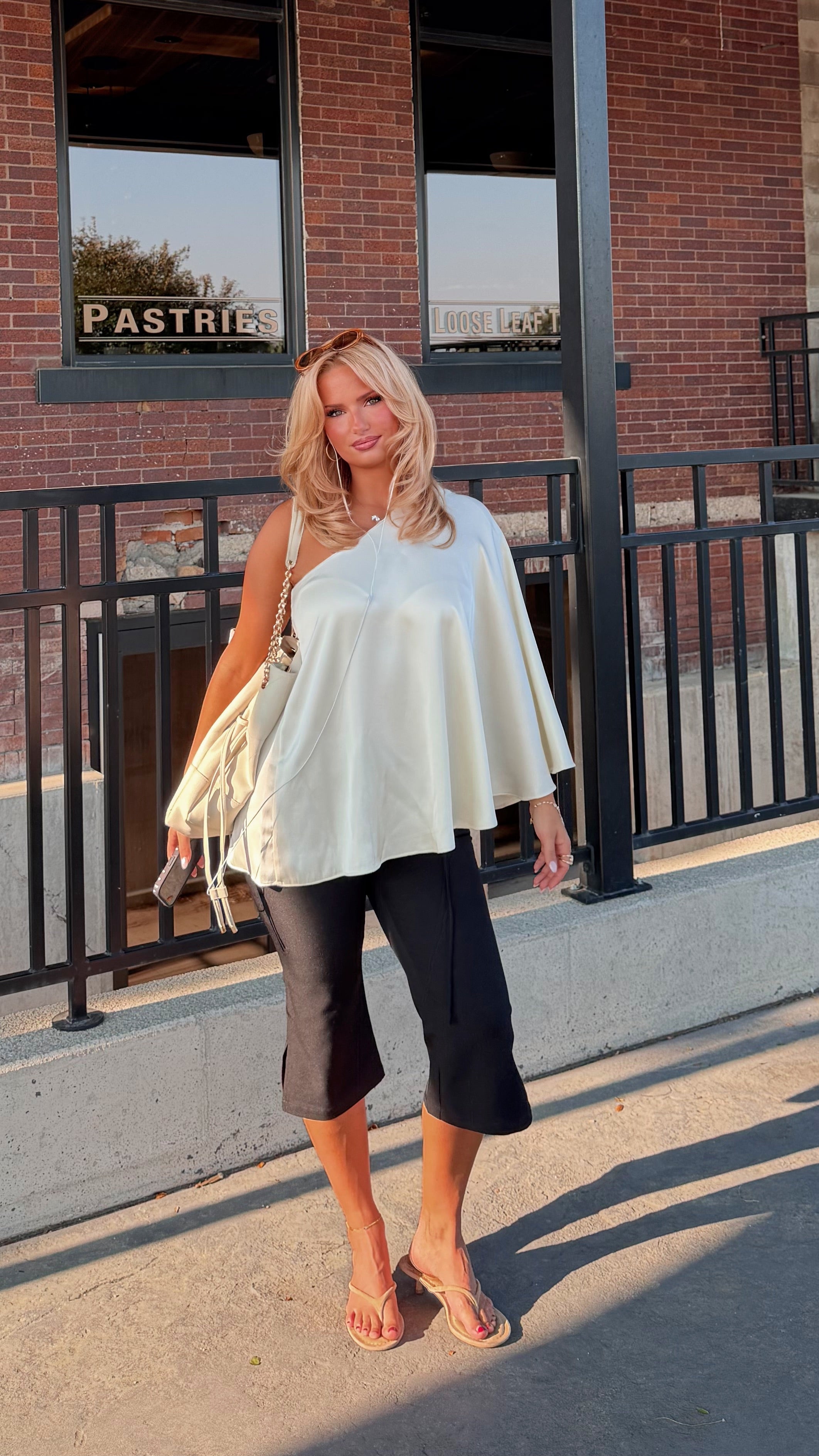 The Azure Soirée Silk Top – Parisian Pearl