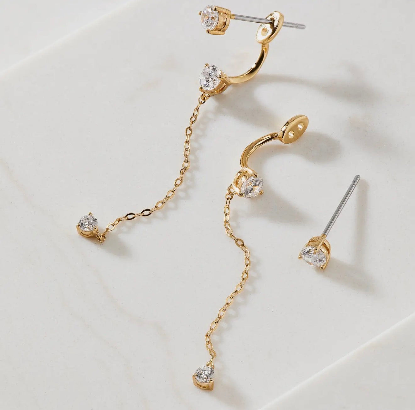 Salome CZ Linear Chain Earrings